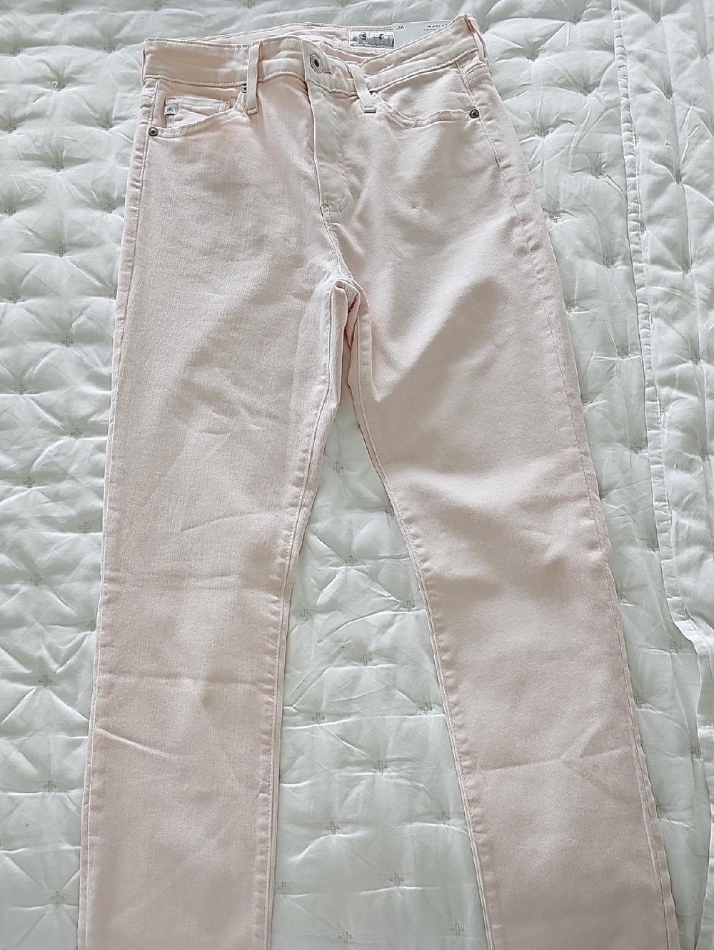 NWT Ag Adriano Goldschmied- Mari Crop Pale Pink Skinny Jeans, Size 26